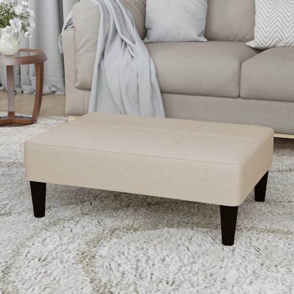 vidaXL Tabouret Cr&egrave;me Tissu en microfibre