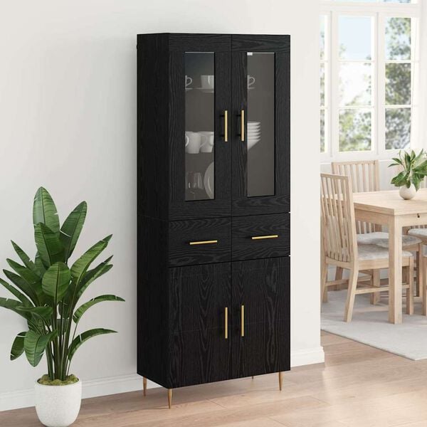 vidaXL Haut Armoire avec tiroir 2 pcs Ch&ecirc;ne noir Bois d'ing&eacute;nierie