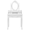 vidaXL Ensemble de coiffeuse avec tabouret Blanc 75x69x140cm Paulownia