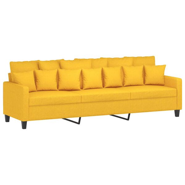vidaXL Canap&eacute; &agrave; 3 places avec repose-pieds Jaune clair 210 cm Tissu