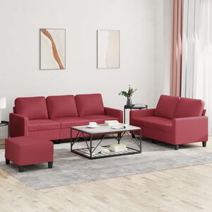 vidaXL Ensemble de canap&eacute;s 3 pcs et coussins Rouge bordeaux Similicuir