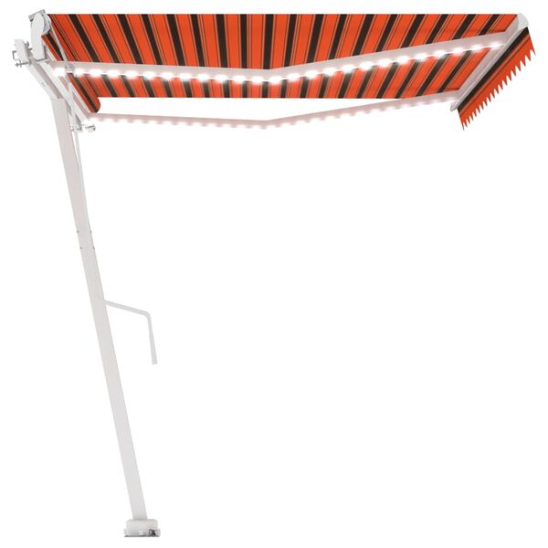 vidaXL Auvent automatique capteur de vent/LED 450x300 cm Orange marron