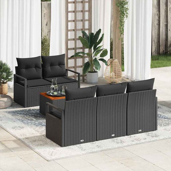 vidaXL Ensemble de canapé de jardin 6 pcs Noir