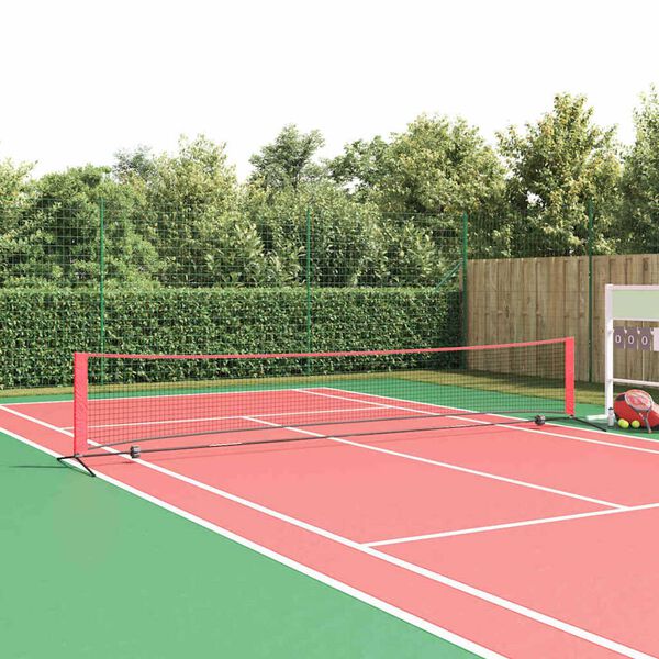 vidaXL Filet de tennis Noir et Rouge 494,5 x 90 x 87 cm Polyester