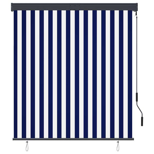 vidaXL Store roulant d'ext&eacute;rieur 140x250 cm Bleu et blanc