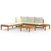 vidaXL Salon de jardin 3 pcs avec coussins blanc cr&egrave;me Bois d'acacia