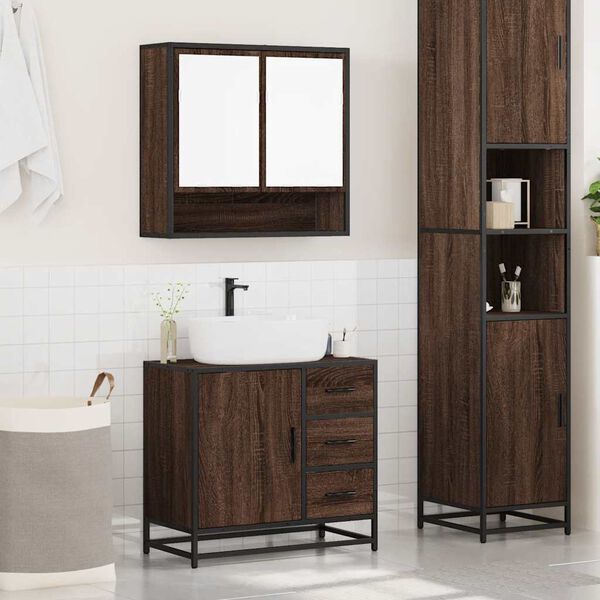 vidaXL Ensemble de meubles de salle de bain 2 pcs Chêne marron