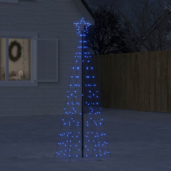 vidaXL Sapin de No&euml;l &agrave; LED avec piquets 220 LED bleu 180 cm