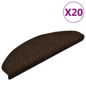 vidaXL Tapis d'escalier auto-adh&eacute;sifs 20 pi&egrave;ces 65 x 21 x 4 cm Marron Demi-rond Grand