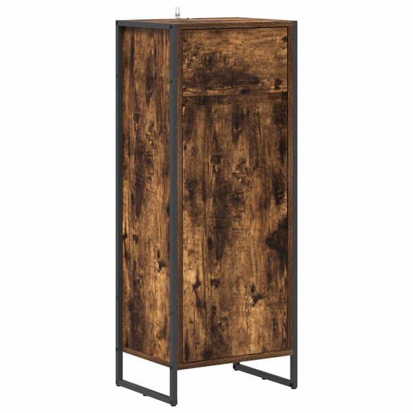 vidaXL Cabinet de salle de bain avec porte Ch&ecirc;ne Fum&eacute; 40 x 30 x 100 cm