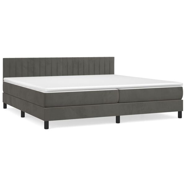 vidaXL Sommier &agrave; lattes de lit et matelas Gris fonc&eacute; 200x200cm Velours