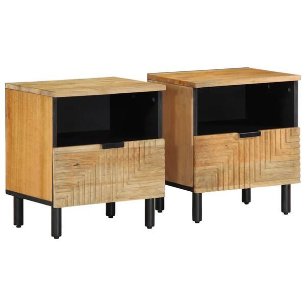 vidaXL Tables de chevet 2 pcs 40x33x46 cm bois de manguier solide