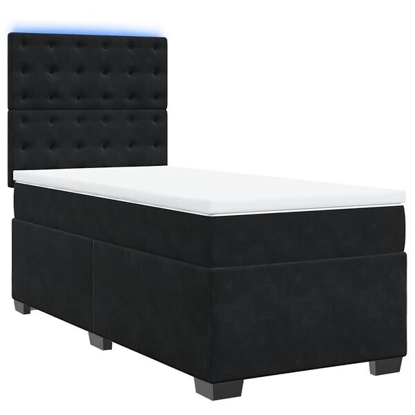 vidaXL Sommier &agrave; lattes de lit avec matelas Noir 90x190 cm Velours