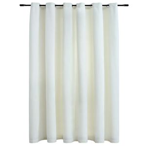 vidaXL Rideau occultant avec anneaux en m&eacute;tal Velours Cr&egrave;me 290x245 cm