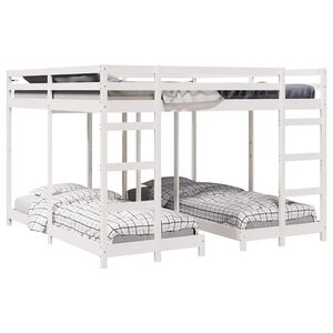 vidaXL Cadre de lit superpos&eacute; triple Blanc 200 x 200 cm Pin massif