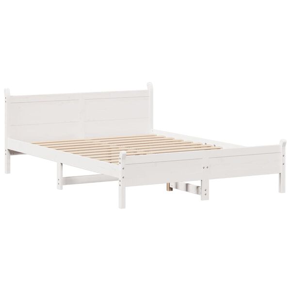 vidaXL Cadre de lit sans matelas blanc 140x190 cm bois de pin massif