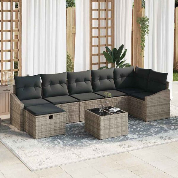 vidaXL Ensemble de canapé de jardin 8 pcs Gris 55 x 62 x 69 cm
