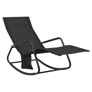 vidaXL Chaise longue Acier et textilène Noir