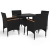 vidaXL Ensemble &agrave; manger de jardin 5 pcs Noir R&eacute;sine tress&eacute;e et acacia