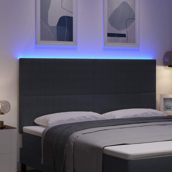 vidaXL T&ecirc;te de lit LED avec des lumi&egrave;res &agrave; LED Gris fonc&eacute; 180 cm tissu