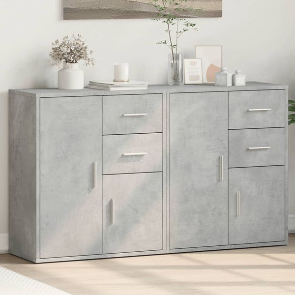 vidaXL Buffets 2 pcs gris béton 60x31x70 cm bois d'ingénierie