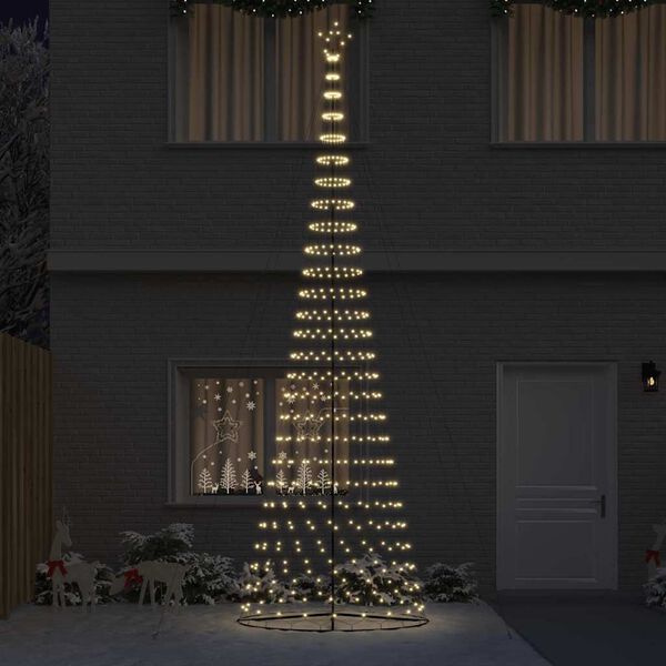 vidaXL Arbre de No&euml;l LED avec 555 LED Blanc chaud 500 cm M&eacute;tal