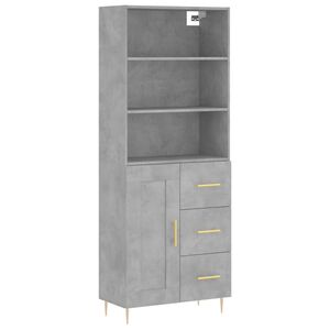 vidaXL Buffet haut Gris b&eacute;ton 69,5x34x180 cm Bois d'ing&eacute;nierie