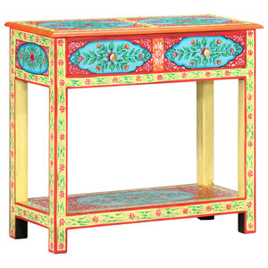 vidaXL Table console peinte &agrave; la main 80x35x75 cm Bois de manguier
