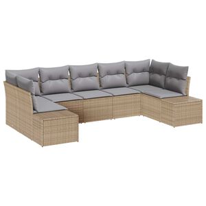vidaXL Ensemble de canap&eacute; de jardin 7 pcs Beige et Gris clair