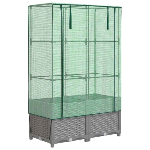 vidaXL Jardini&egrave;re sur&eacute;lev&eacute;e avec housse aspect rotin 80x40x138 cm