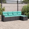 vidaXL Salon de jardin 5 pcs avec coussins noir r&eacute;sine tress&eacute;e