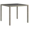 vidaXL Table de jardin 90x90x75 cm Verre trempé et résine tressée Gris