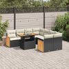 vidaXL Salon de jardin avec coussins 9 pcs noir r&eacute;sine tress&eacute;e acacia