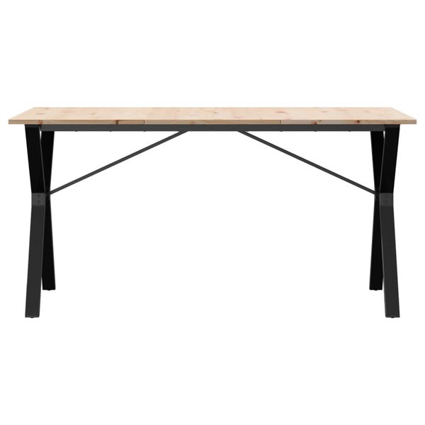 vidaXL Table &agrave; manger cadre en Y 140x80x75 cm bois de pin massif acier