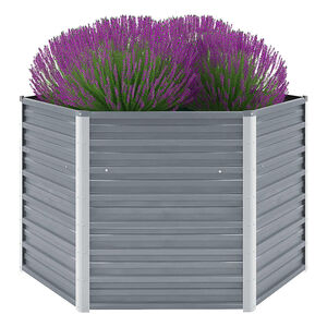 vidaXL Lit sur&eacute;lev&eacute; de jardin Acier galvanis&eacute; 129x129x77 cm Gris