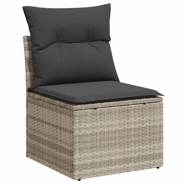 vidaXL Salon de jardin 9 pcs avec coussins gris clair r&eacute;sine tress&eacute;e