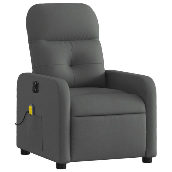 vidaXL Fauteuil inclinable de massage électrique gris foncé tissu
