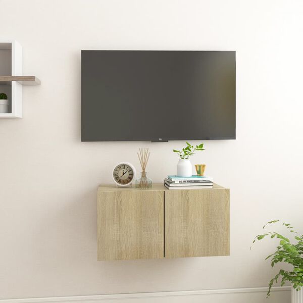 vidaXL Meuble TV suspendu Ch&ecirc;ne sonoma 60x30x30 cm