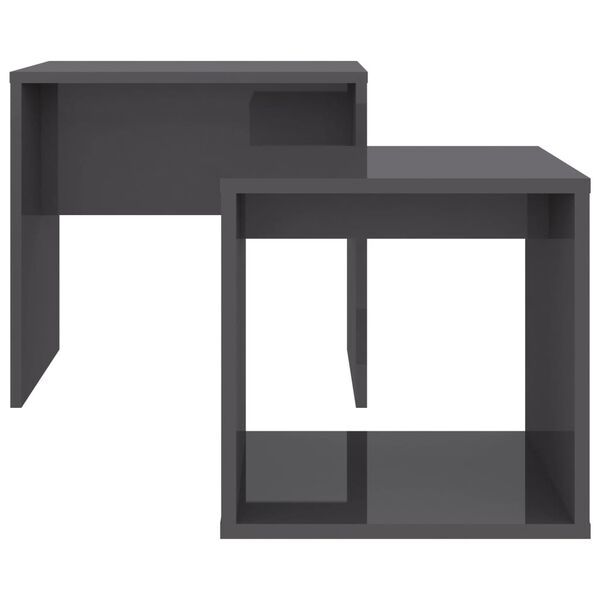 vidaXL Ensemble de table basse Gris brillant Bois d'ingénierie
