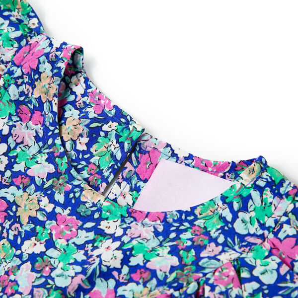 Robe pour enfants à manches à volants bleu cobalt 92