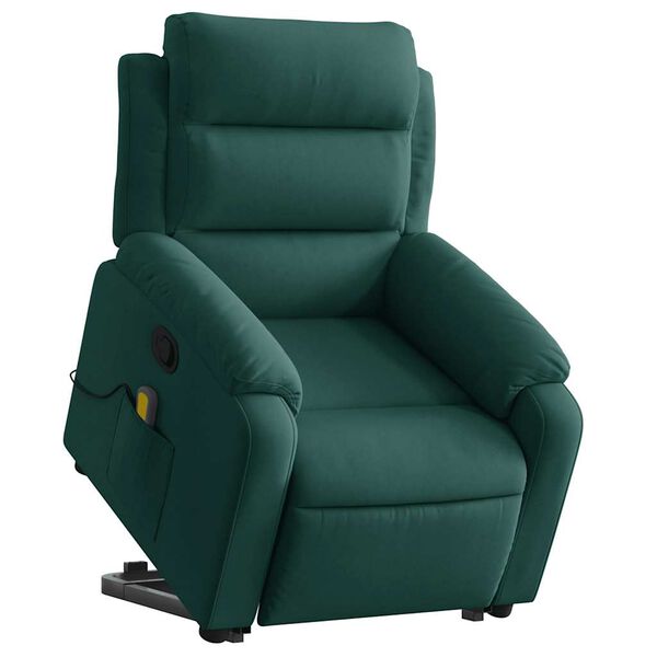 vidaXL Fauteuil de massage inclinable Vert fonc&eacute; Velours