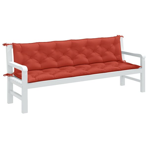 vidaXL Coussins de banc de jardin lot de 2 rouge mélangé tissu