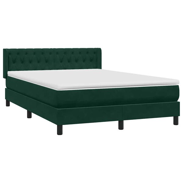 vidaXL Sommier &agrave; lattes de lit et matelas vert fonc&eacute; 140x210cm velours