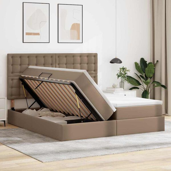 vidaXL Lit avec rangement et matelas Cappuccino 200 x 200 cm