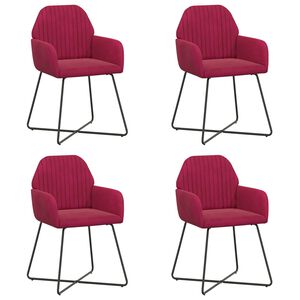 vidaXL Chaises de salle &agrave; manger 4 pc Velours Bordeaux 55 x 50 x 84 cm
