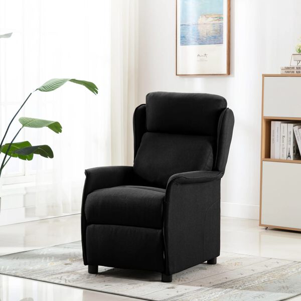 vidaXL Fauteuil inclinable Noir Tissu