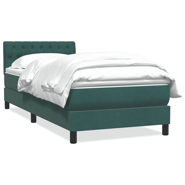 vidaXL Sommier &agrave; lattes de lit et matelas vert fonc&eacute; 100x220cm velours