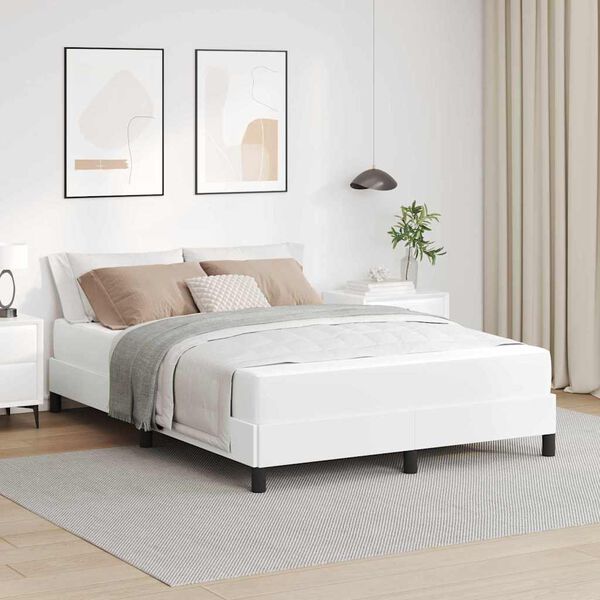 vidaXL Cadre de lit avec matelas Blanc pur 160 x 200 cm tissu