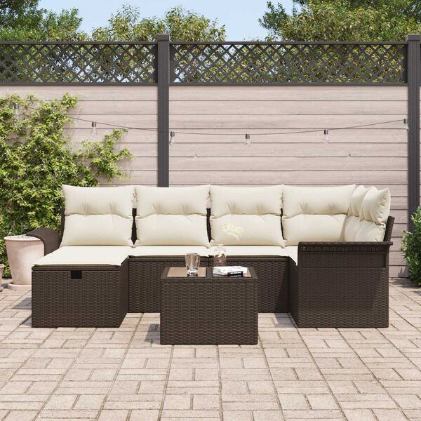 vidaXL Ensemble de canapé de jardin 7 pcs Marron Poly rotin