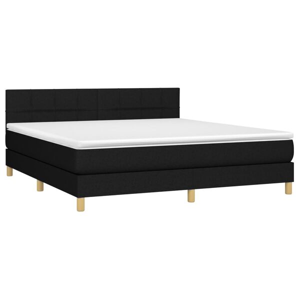vidaXL Sommier &agrave; lattes de lit avec matelas LED Noir 180x200 cm Tissu